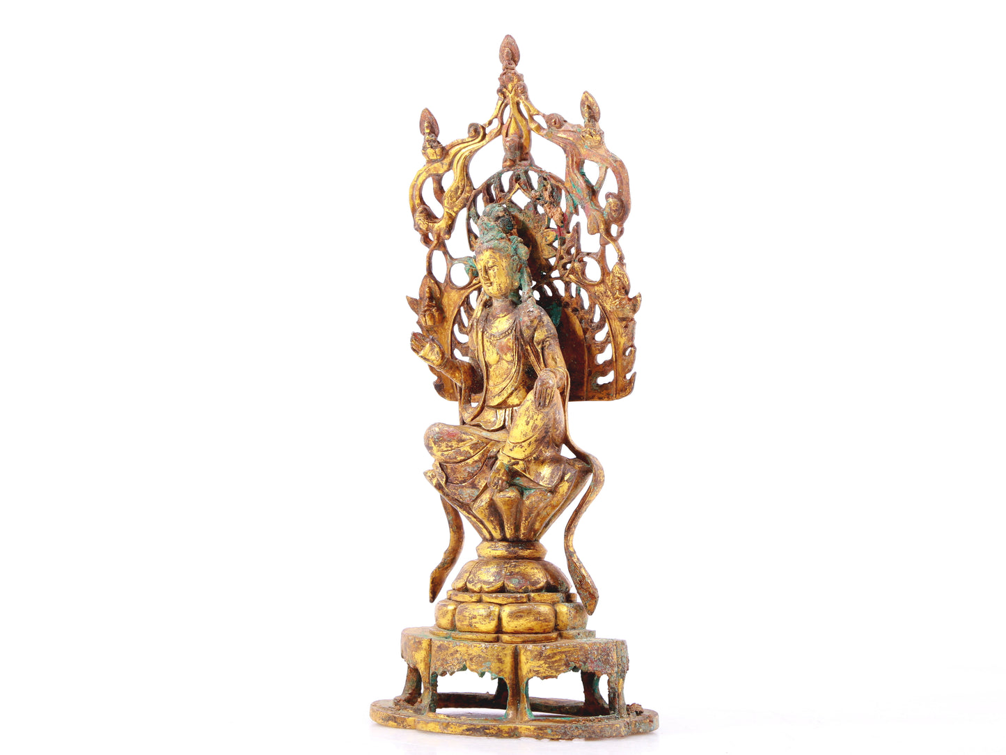 A sacred gilt bronze statue of Guanyin