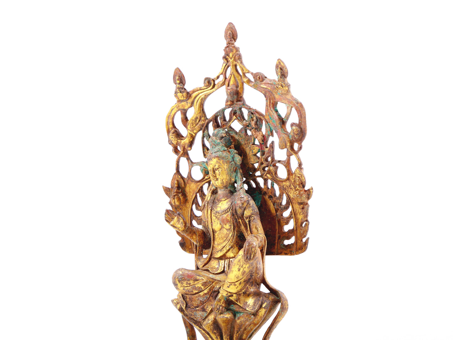 A sacred gilt bronze statue of Guanyin