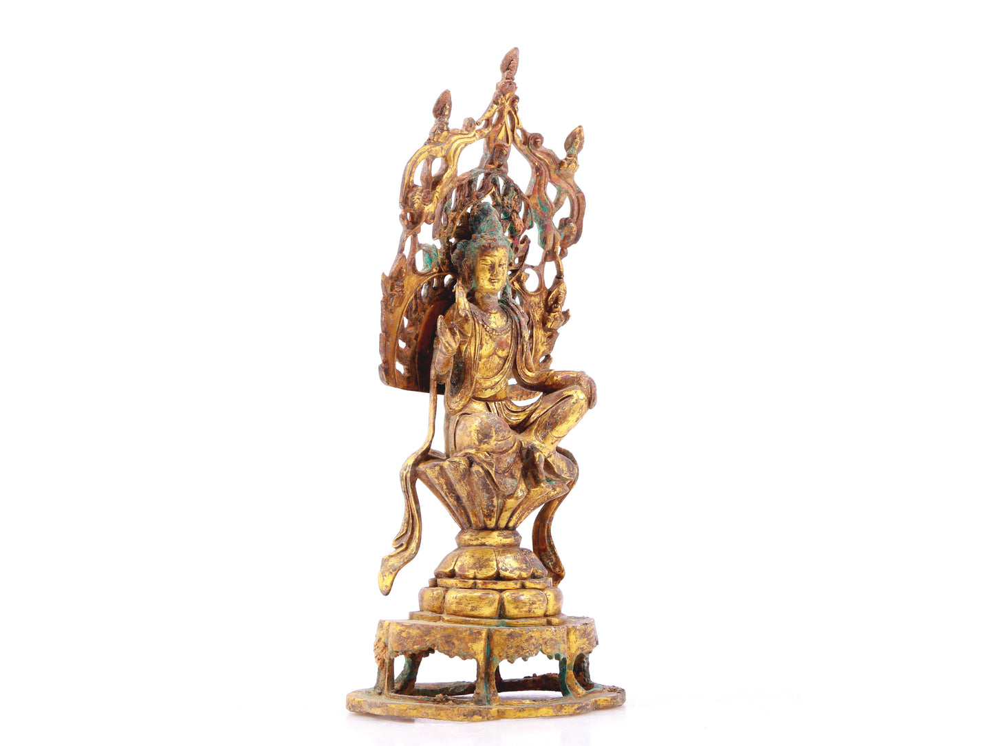 A sacred gilt bronze statue of Guanyin