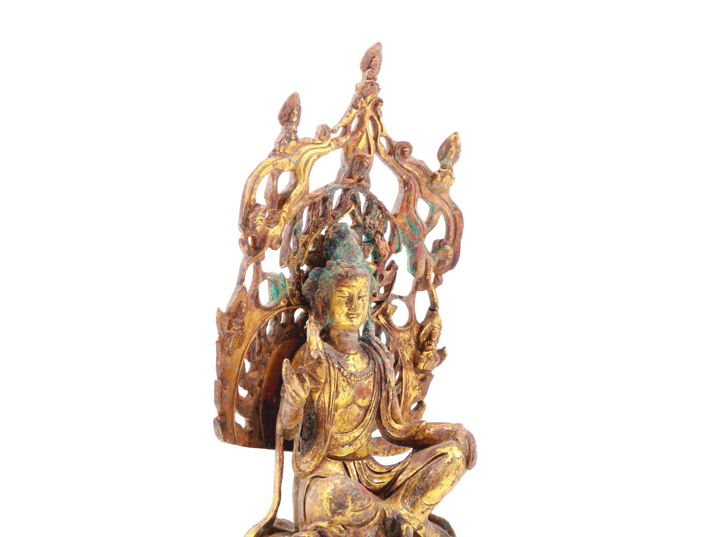 A sacred gilt bronze statue of Guanyin