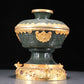 A Precious Pair Of Jasper Gold-Mounted 'Animal Mask' Bowls And Covers With Gilt-Bronze 'Phoenix' Stands