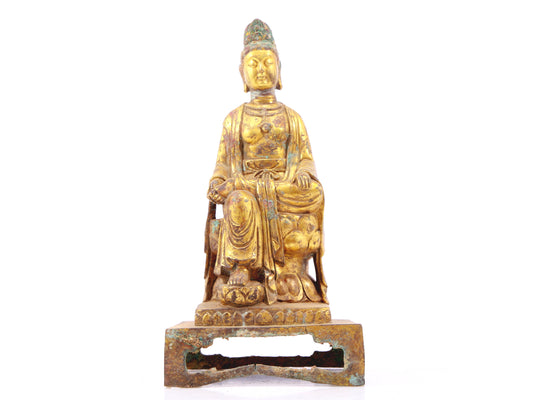 A sacred gilt bronze statue of Guanyin