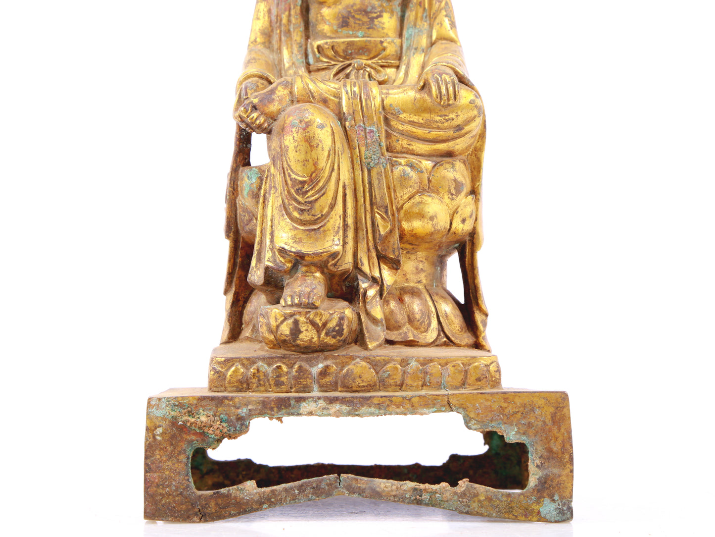 A sacred gilt bronze statue of Guanyin