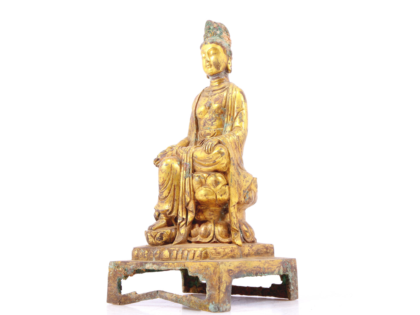 A sacred gilt bronze statue of Guanyin