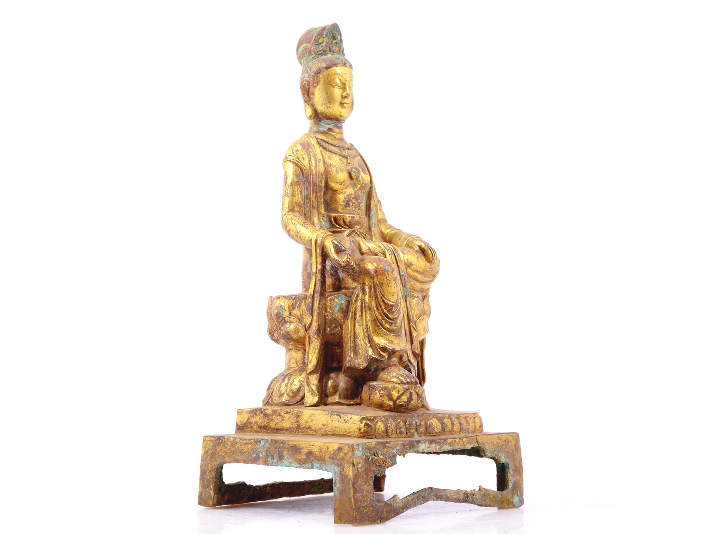 A sacred gilt bronze statue of Guanyin