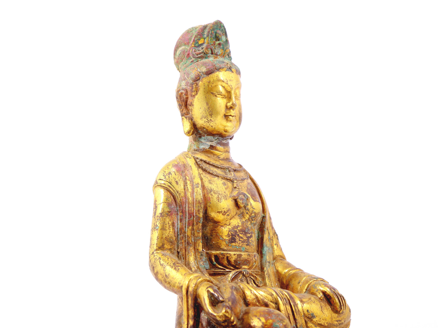 A sacred gilt bronze statue of Guanyin