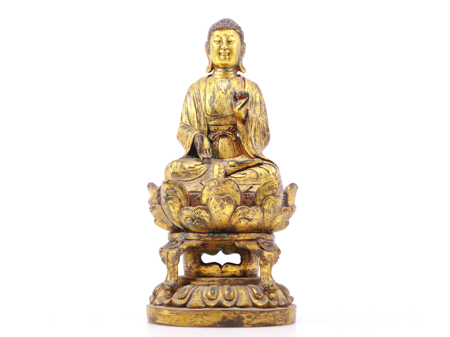 A sacred gilt bronze statue of Guanyin