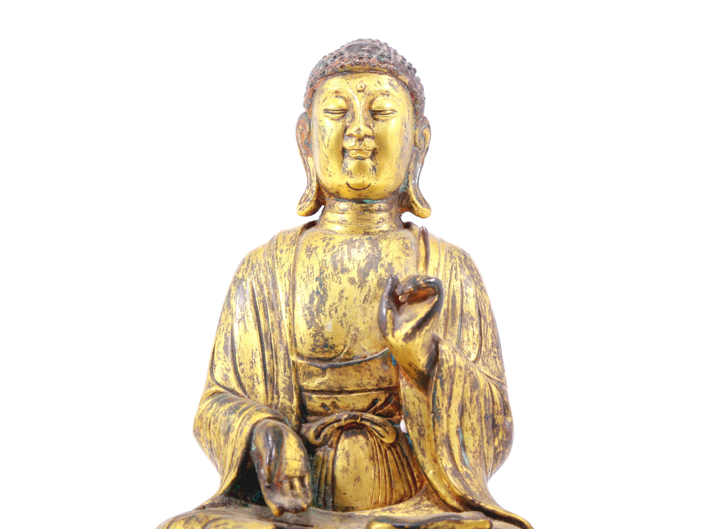 A sacred gilt bronze statue of Guanyin