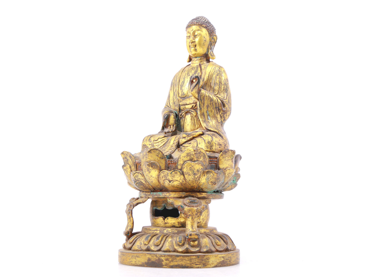 A sacred gilt bronze statue of Guanyin