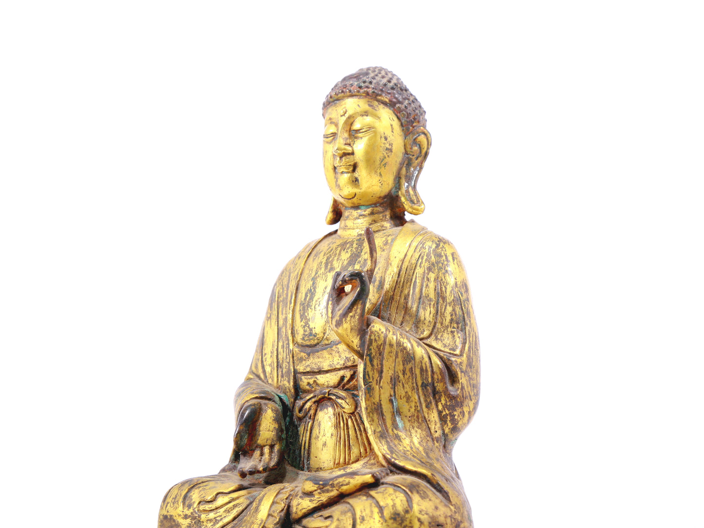 A sacred gilt bronze statue of Guanyin