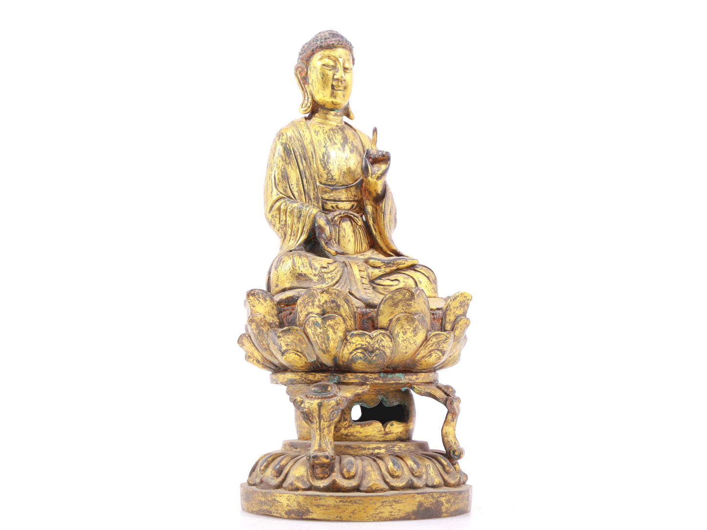 A sacred gilt bronze statue of Guanyin