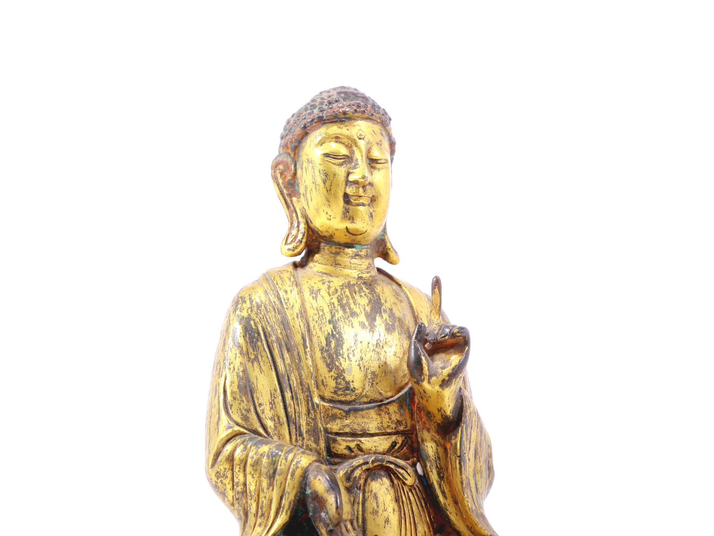 A sacred gilt bronze statue of Guanyin