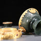 A Precious Pair Of Jasper Gold-Mounted 'Animal Mask' Bowls And Covers With Gilt-Bronze 'Phoenix' Stands