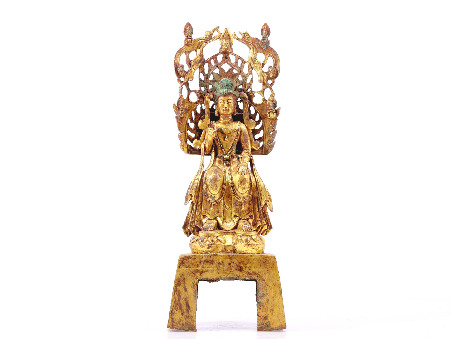 A sacred gilt bronze statue of Bodhisattva