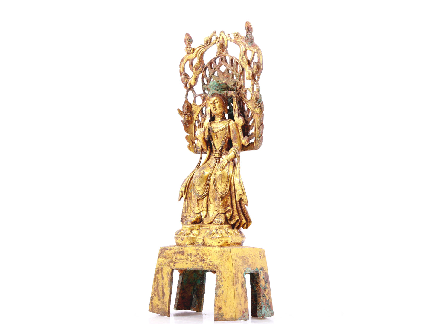 A sacred gilt bronze statue of Bodhisattva