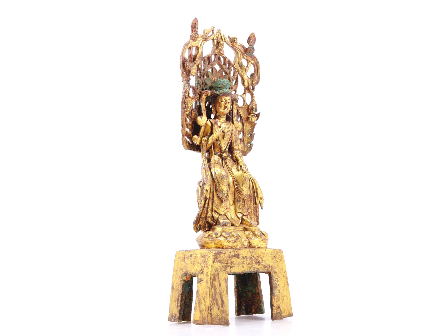 A sacred gilt bronze statue of Bodhisattva