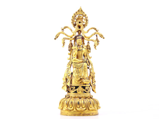 A sacred gilt bronze statue of Bodhisattva