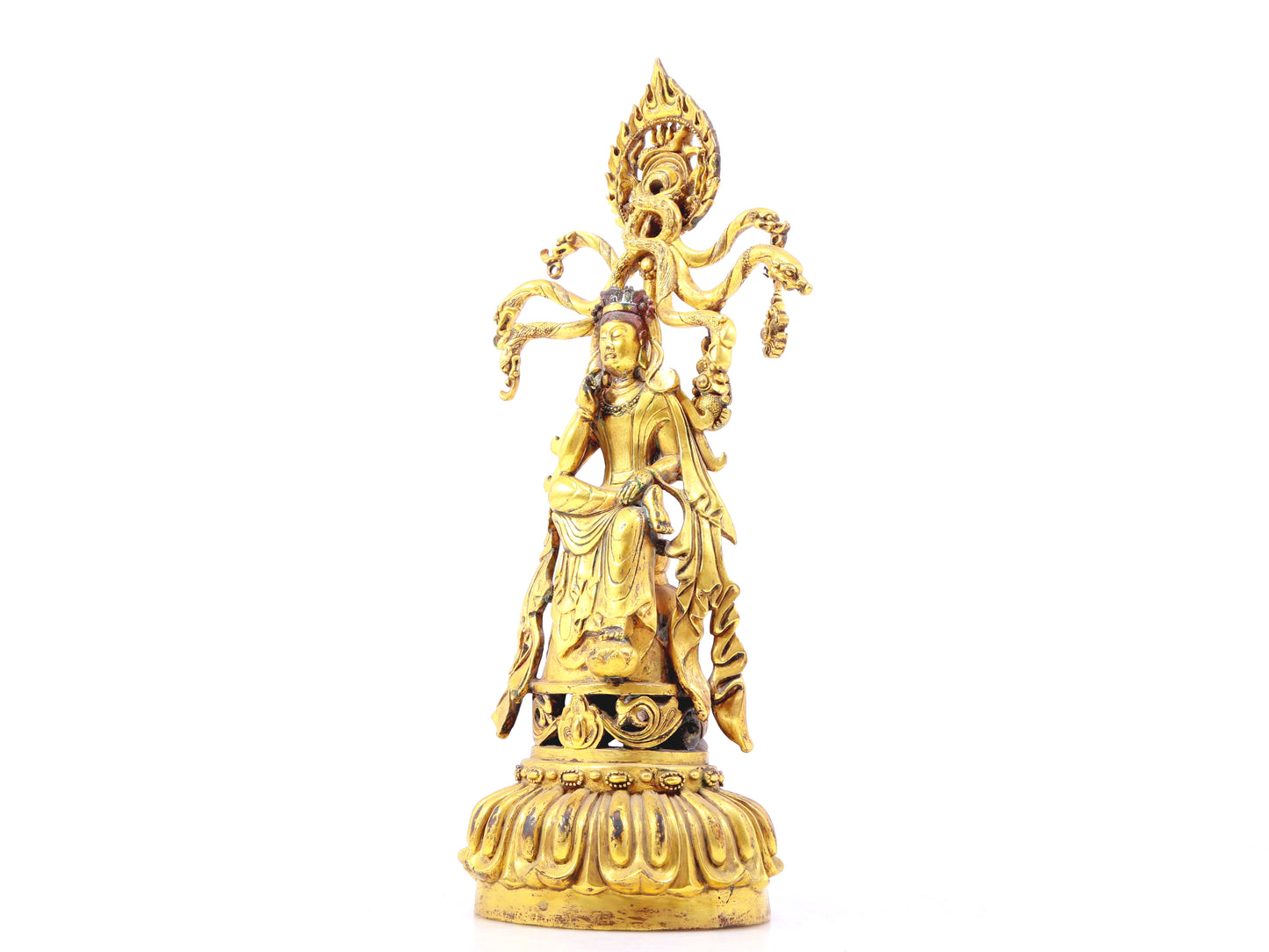 A sacred gilt bronze statue of Bodhisattva