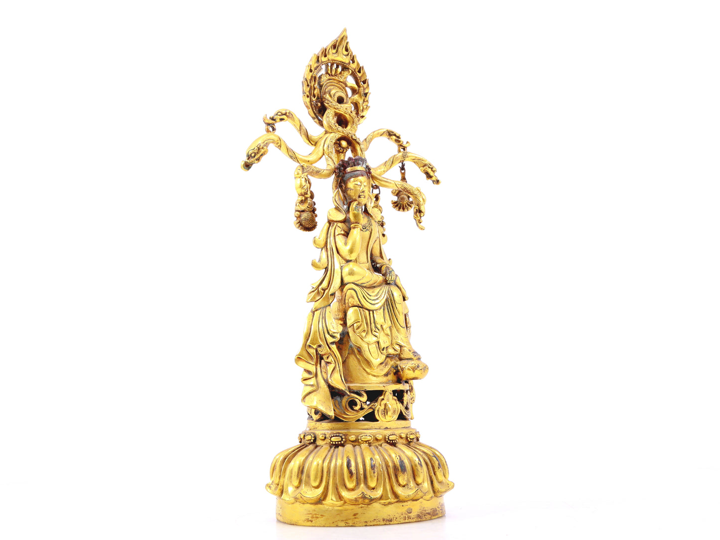 A sacred gilt bronze statue of Bodhisattva