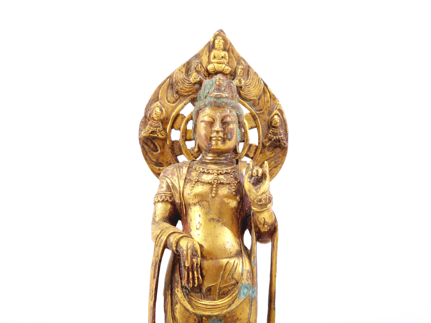 A sacred gilt bronze statue of Guanyin