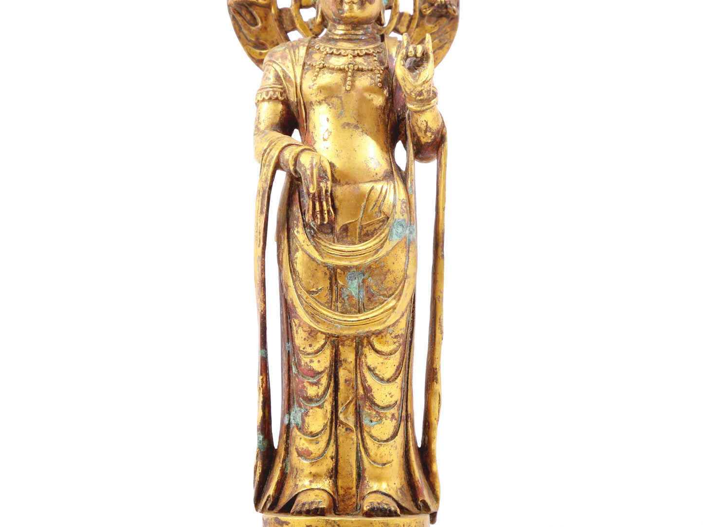 A sacred gilt bronze statue of Guanyin