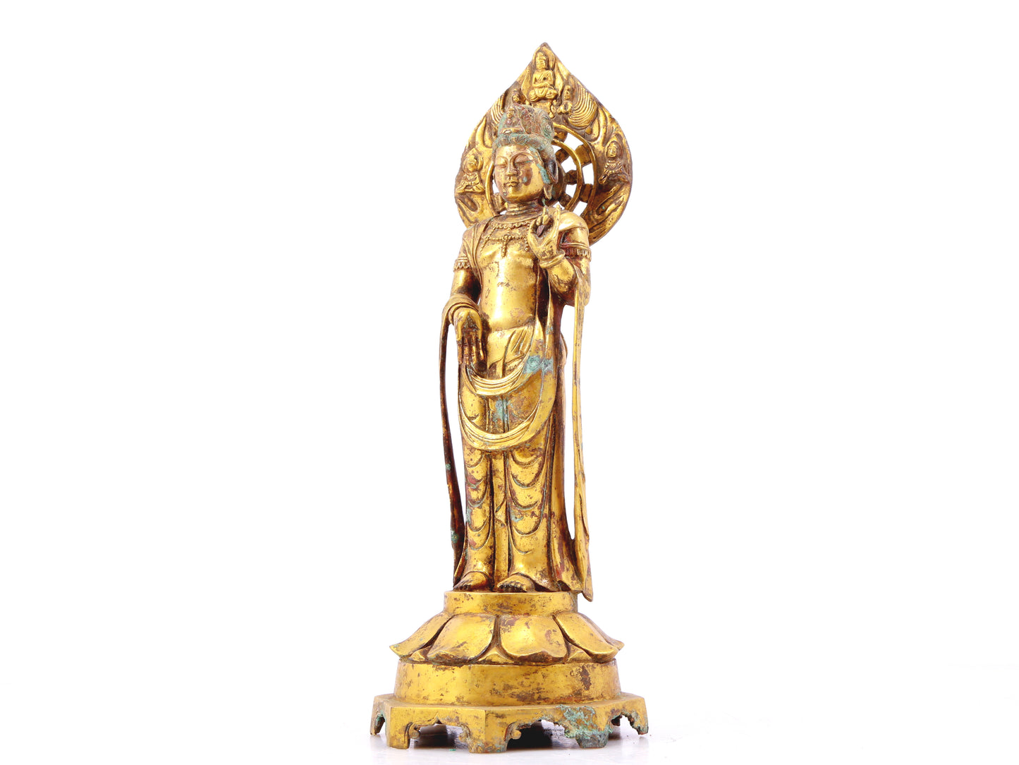 A sacred gilt bronze statue of Guanyin