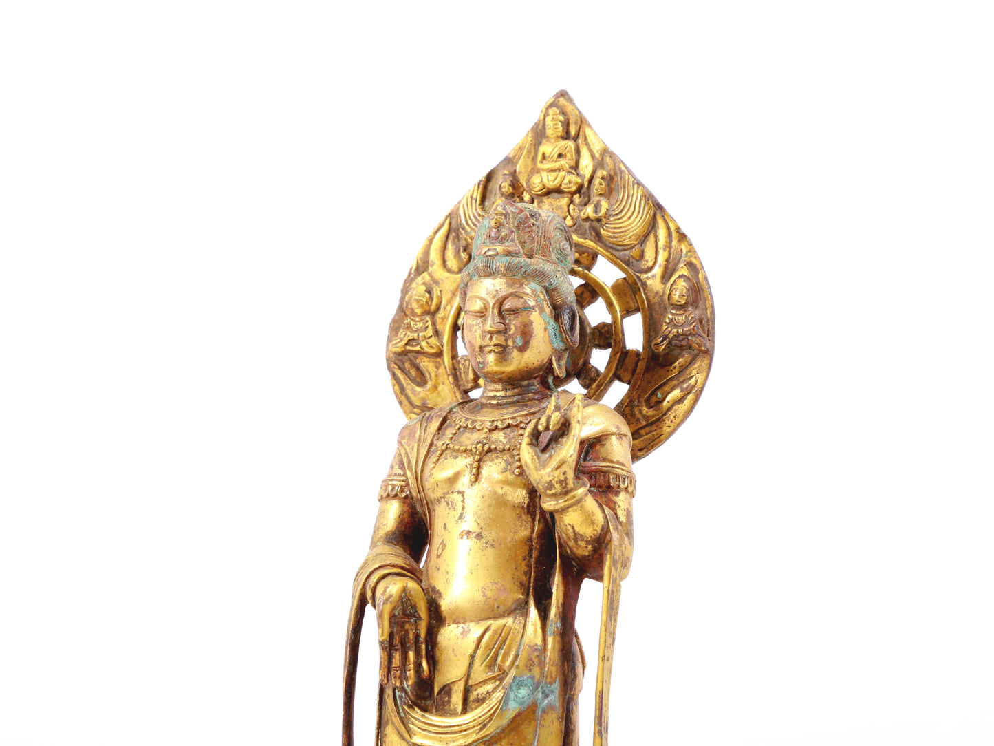 A sacred gilt bronze statue of Guanyin