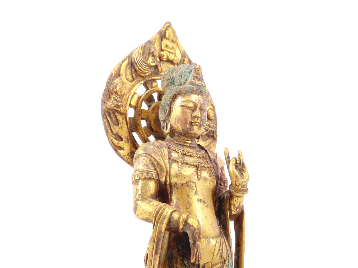 A sacred gilt bronze statue of Guanyin