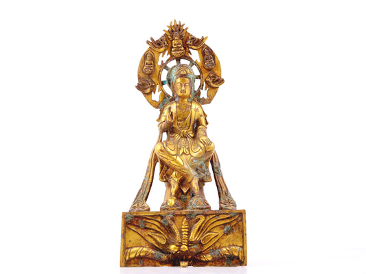 A sacred gilt bronze statue of Bodhisattva