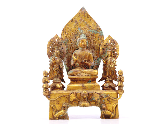 A sacred gilt bronze statue of Gautama Buddha