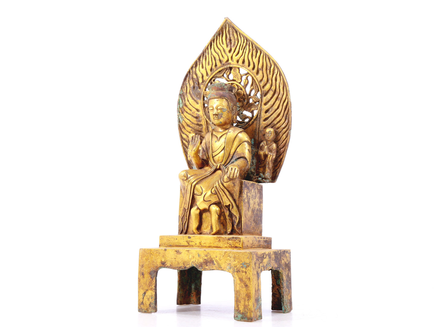 A sacred gilt bronze statue of Gautama Buddha