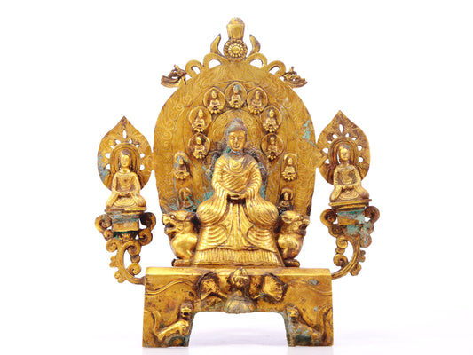 A sacred gilt bronze statue of Gautama Buddha