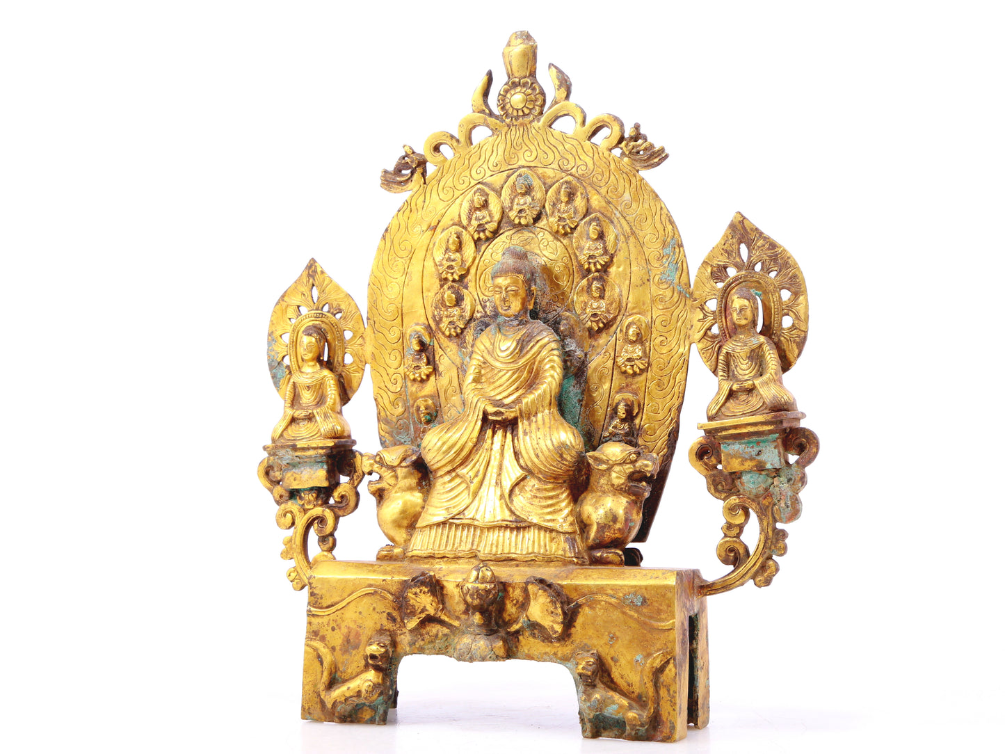 A sacred gilt bronze statue of Gautama Buddha