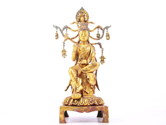 A sacred gilt bronze statue of Bodhisattva