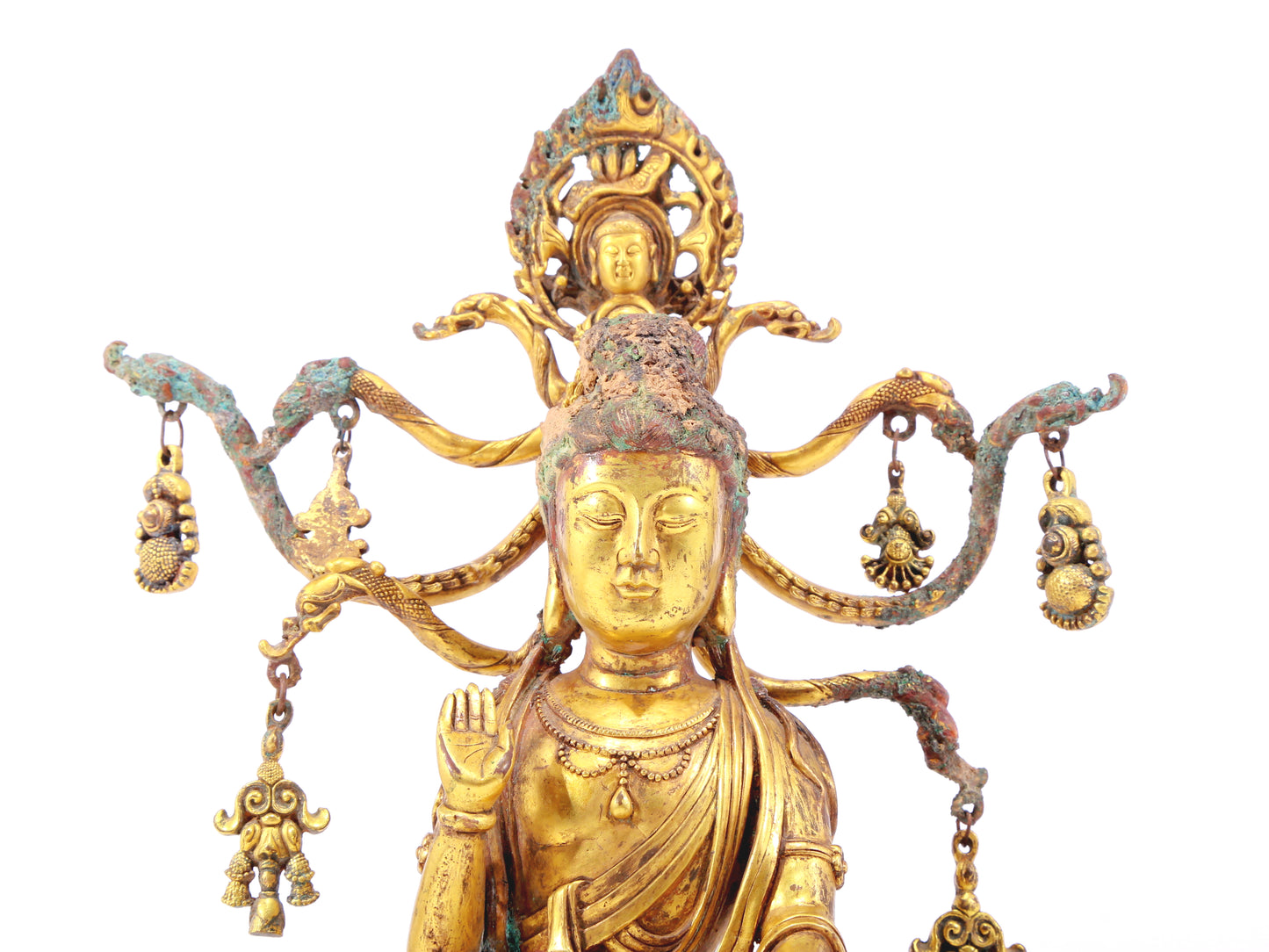 A sacred gilt bronze statue of Bodhisattva