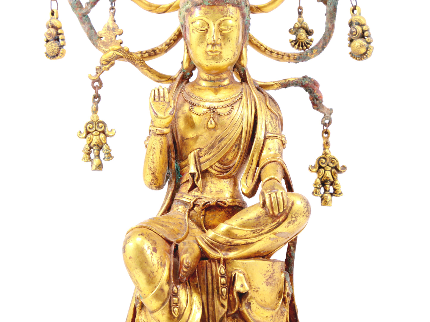 A sacred gilt bronze statue of Bodhisattva