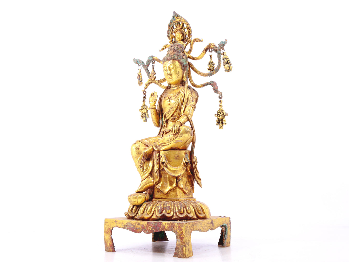 A sacred gilt bronze statue of Bodhisattva