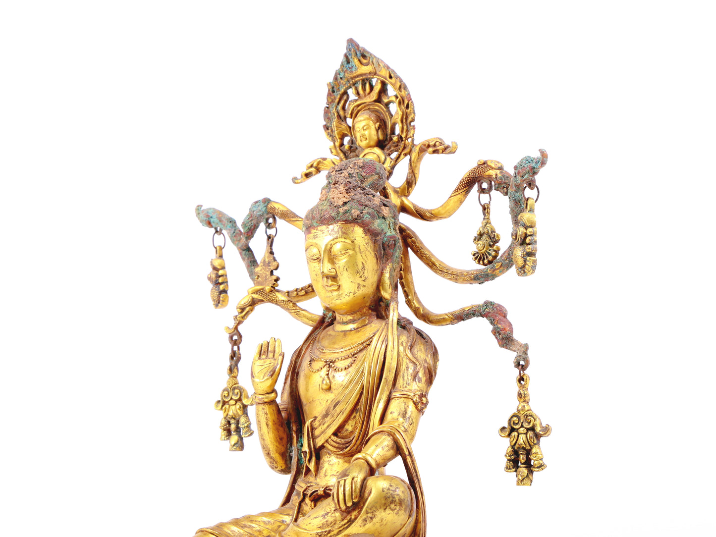 A sacred gilt bronze statue of Bodhisattva