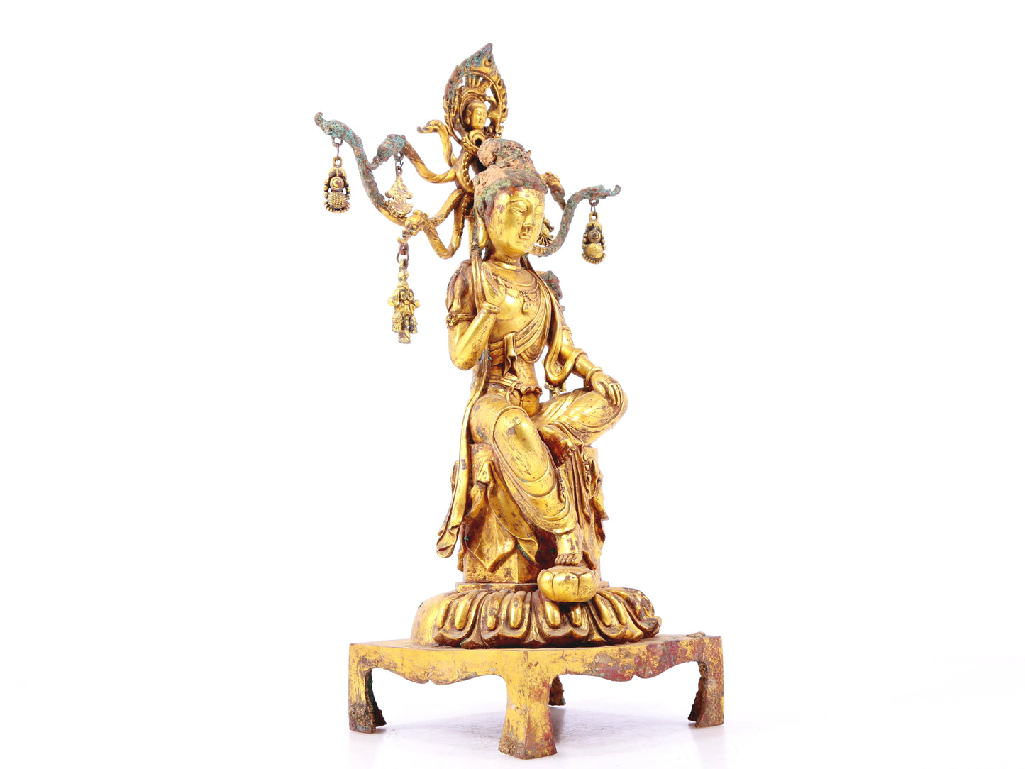 A sacred gilt bronze statue of Bodhisattva