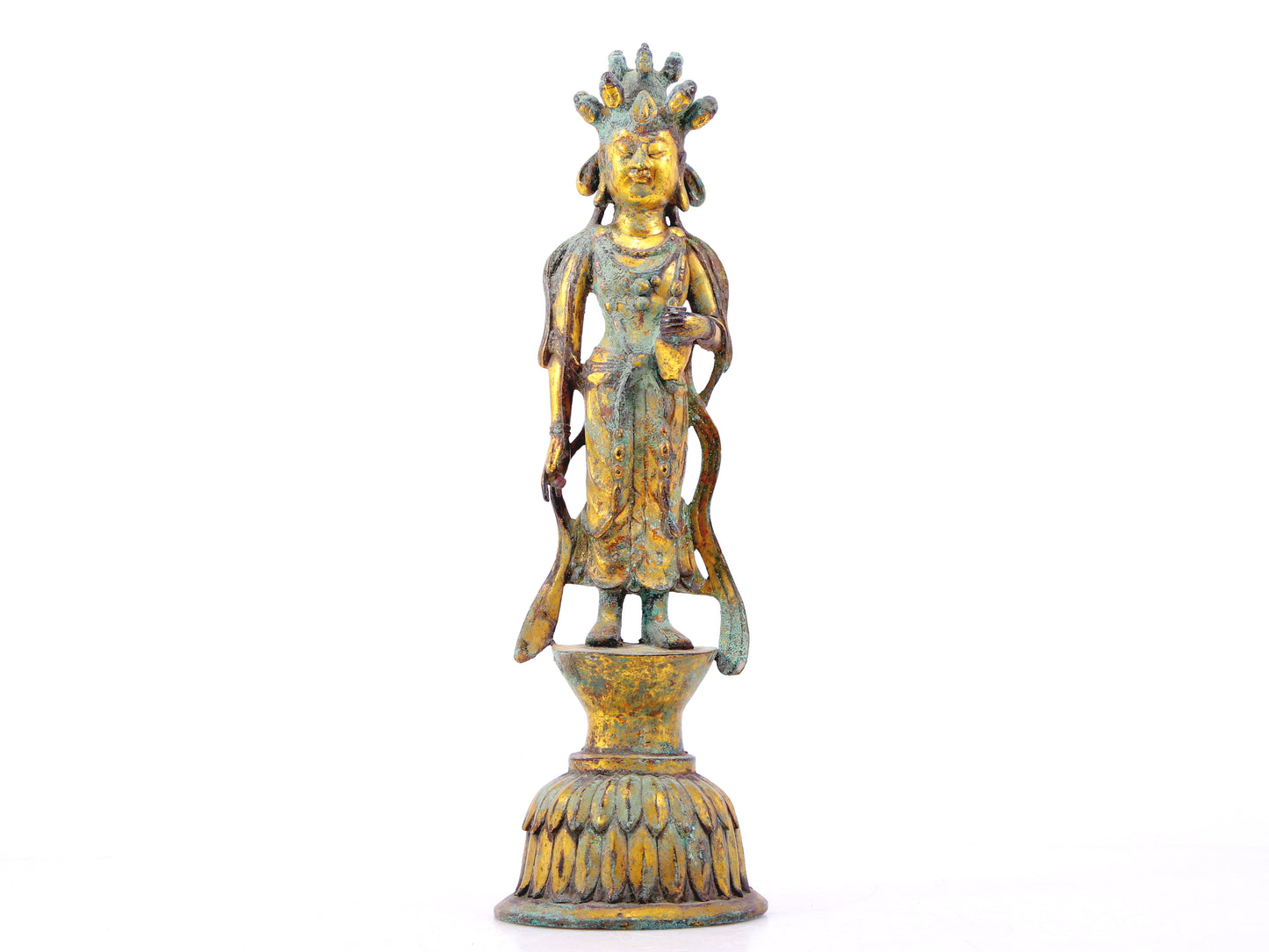 A sacred gilt bronze statue of Bodhisattva