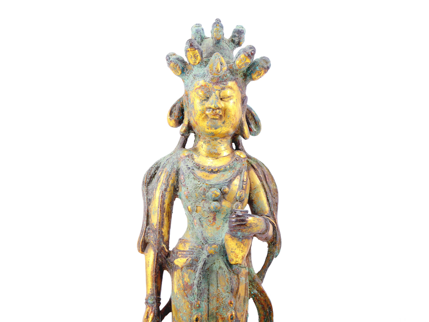 A sacred gilt bronze statue of Bodhisattva