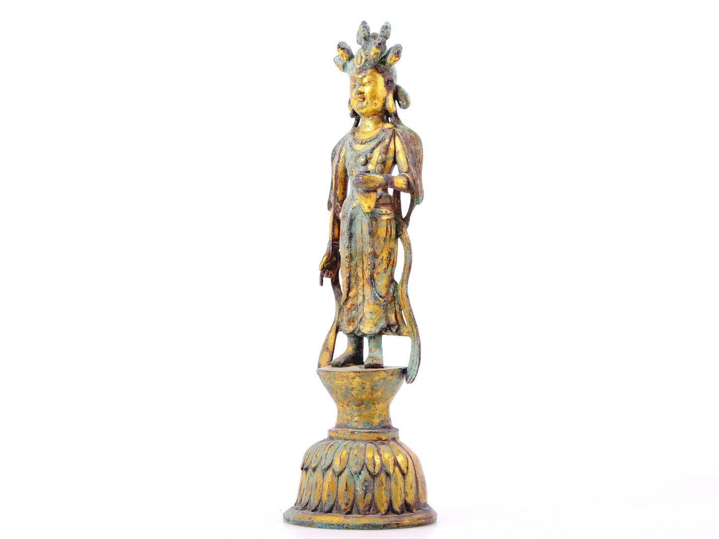 A sacred gilt bronze statue of Bodhisattva