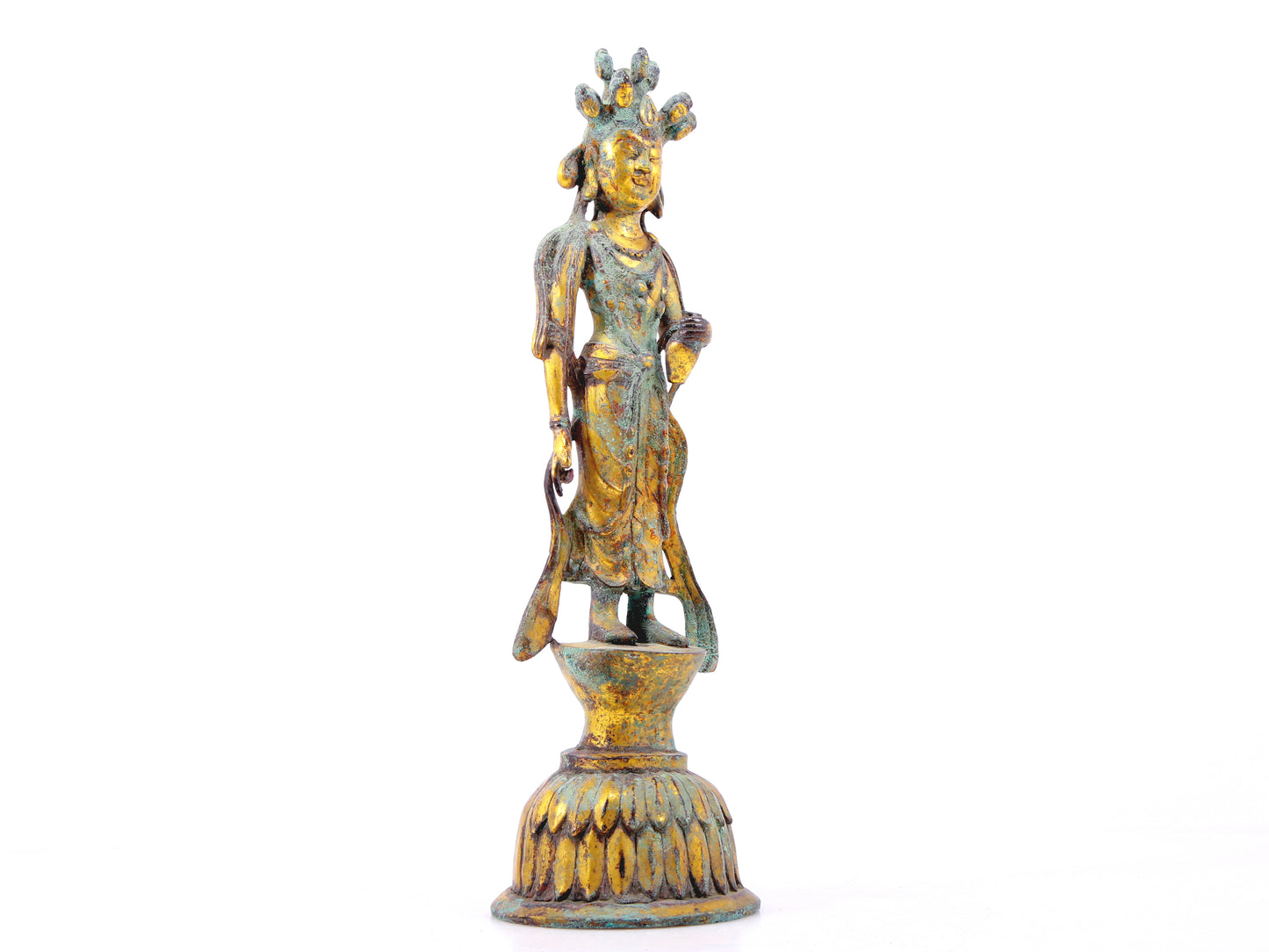 A sacred gilt bronze statue of Bodhisattva