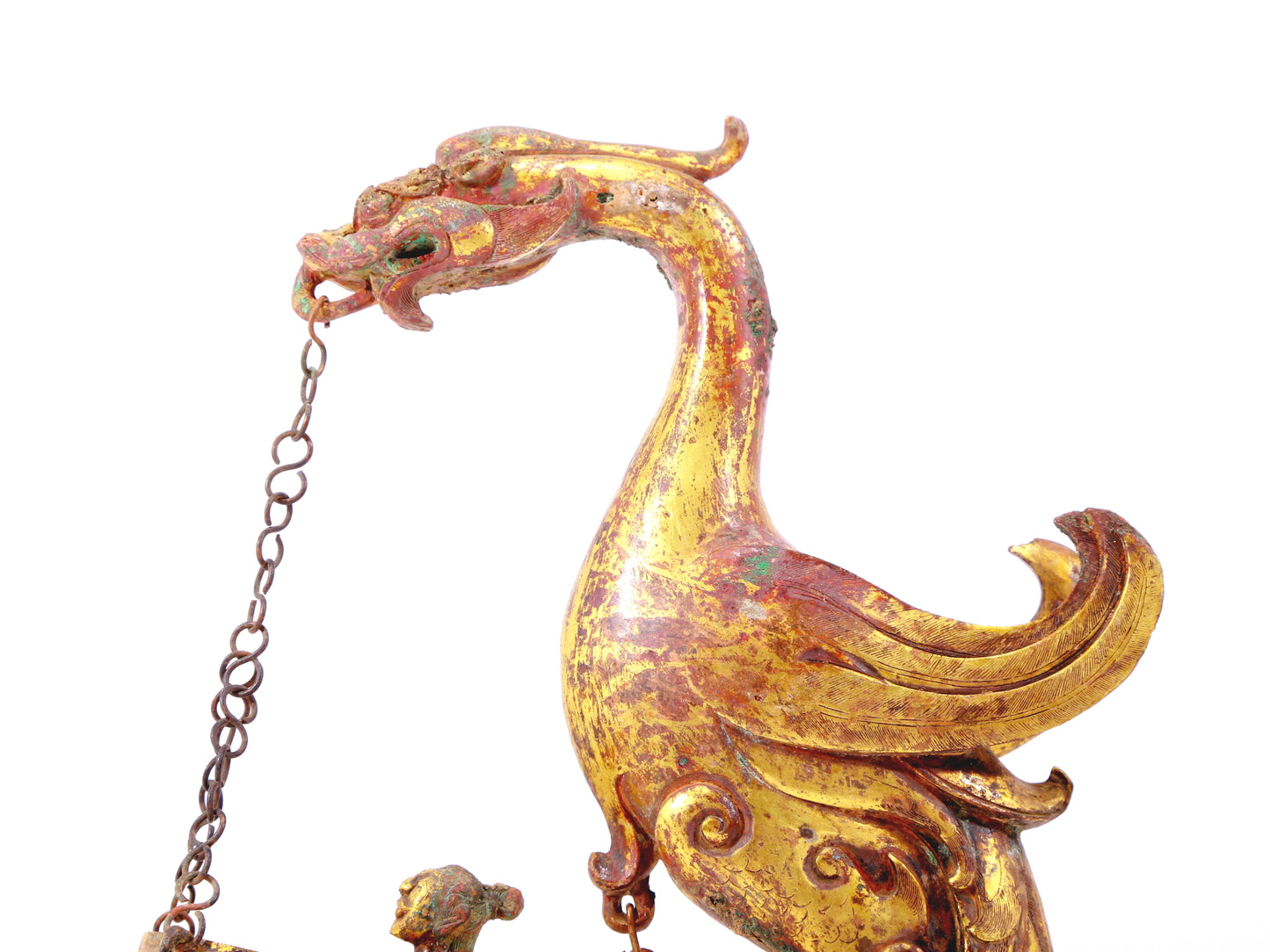 An exquisite gilt bronze auspicious animal ornament