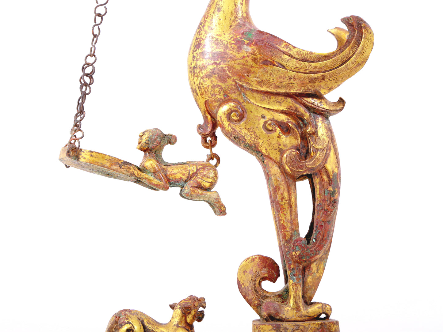 An exquisite gilt bronze auspicious animal ornament