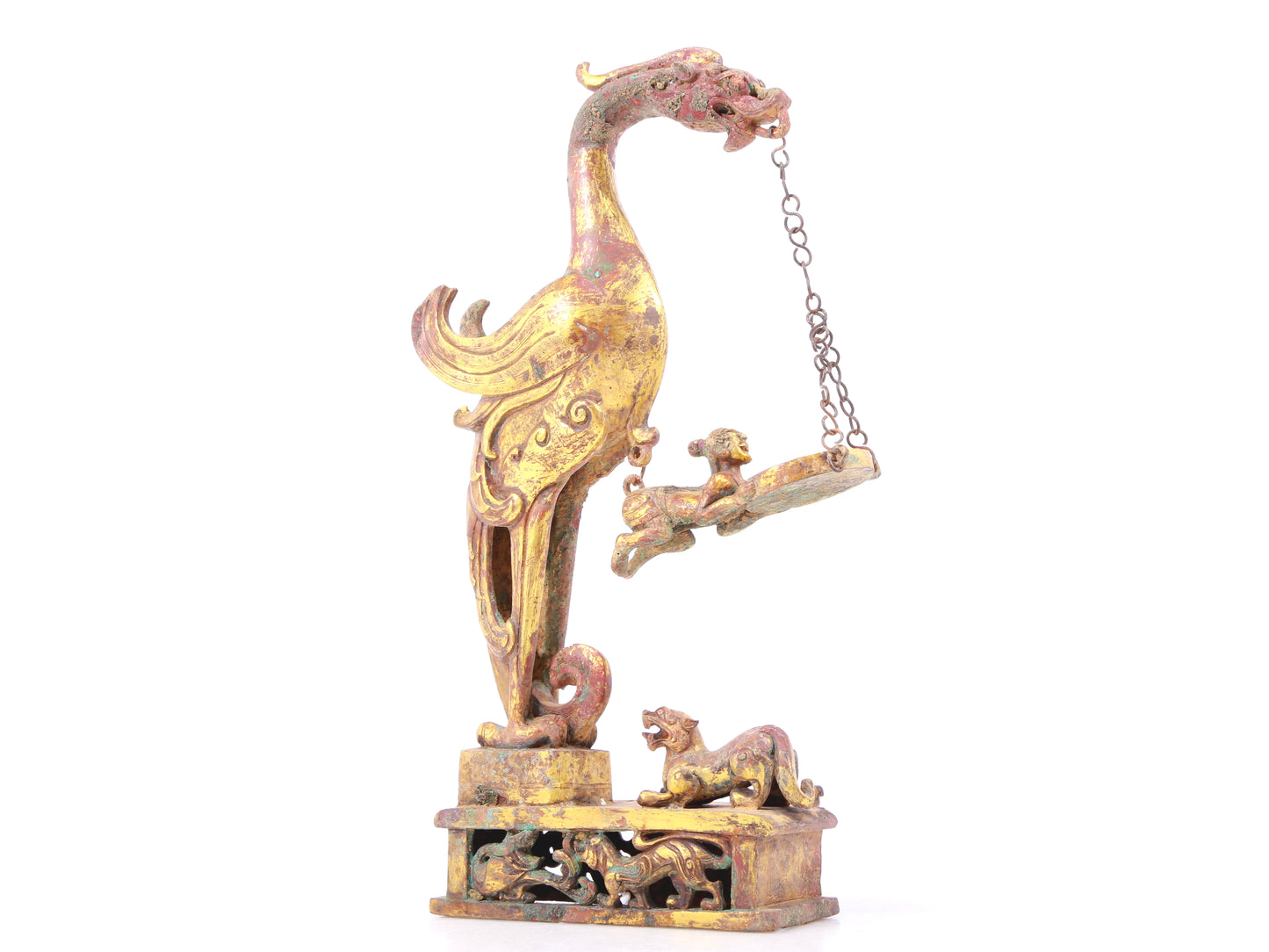 An exquisite gilt bronze auspicious animal ornament