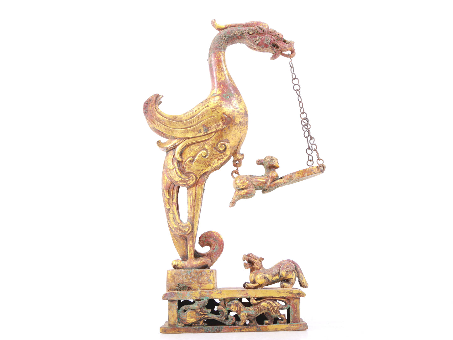 An exquisite gilt bronze auspicious animal ornament