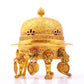 An exquisite gilt bronze censer with lotus, auspicious and animal patterns and a lid