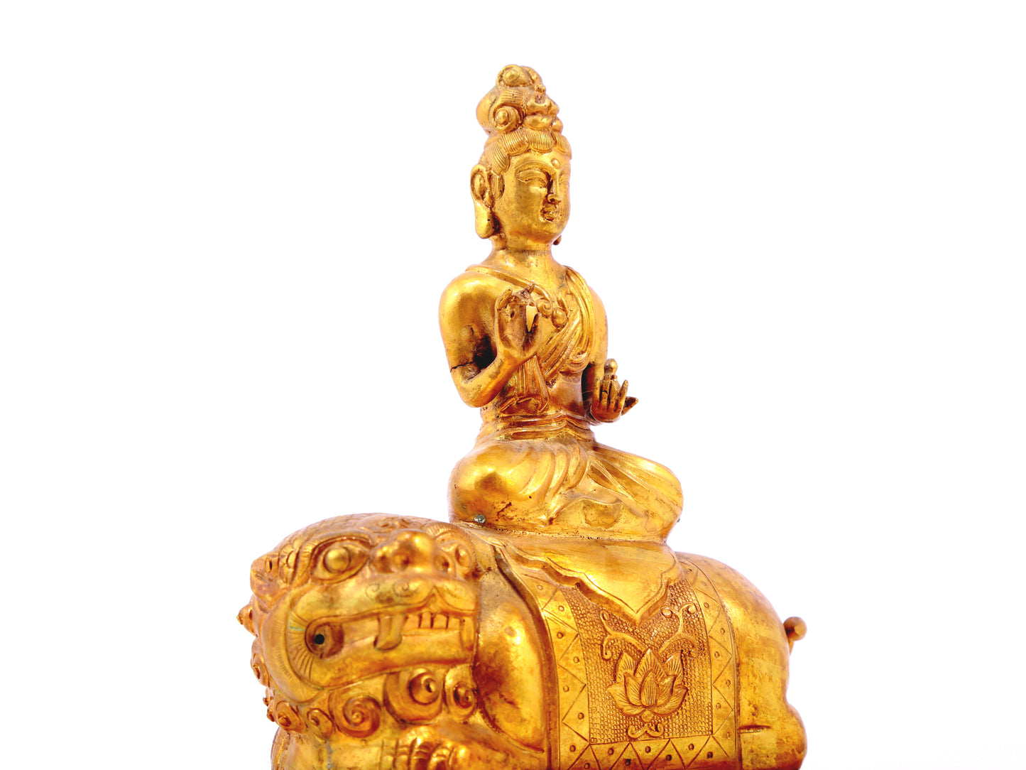 Gilt bronze statues of Manjushri and Samantabhadra,