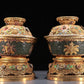 Precious Pair Of Jasper Gold-Mounted 'Scrolling Lotus' Bowls And Covers With Gilt-Silver Blueing 'Flower' Stands